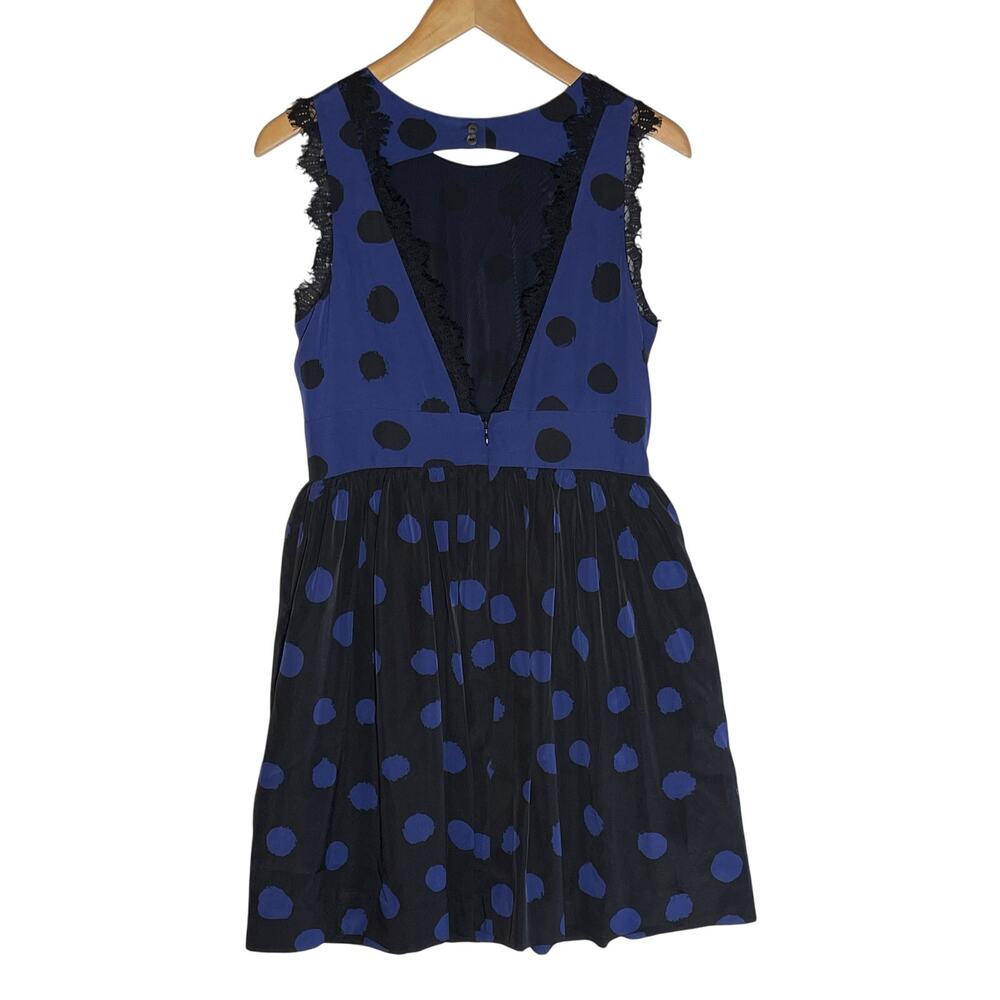 ANTHROPOLOGIE COREY LYNN CALTER Blue Polkadot Lace Trim Mini Dress - Picture 6 of 7